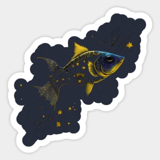 Abstract fish painting Sticker